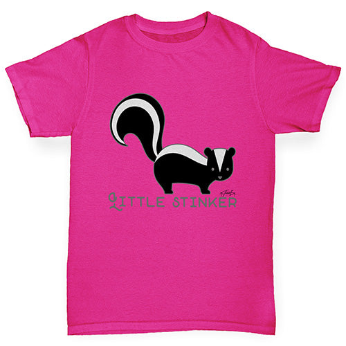 Girls novelty tees little Stinker Skunk Girl's T-Shirt Age 7-8 Pink