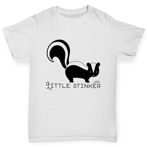 Girls Funny T Shirt little Stinker Skunk Girl's T-Shirt Age 3-4 White