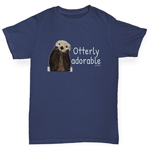 funny t shirts for boys Otterly Adorable Boy's T-Shirt Age 7-8 Navy