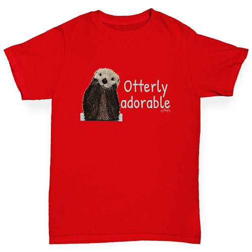 Boys novelty t shirts Otterly Adorable Boy's T-Shirt Age 12-14 Red