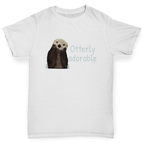 Boys funny tee shirts Otterly Adorable Boy's T-Shirt Age 3-4 White