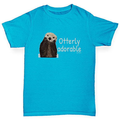 Girls funny tee shirts Otterly Adorable Girl's T-Shirt Age 3-4 Azure Blue