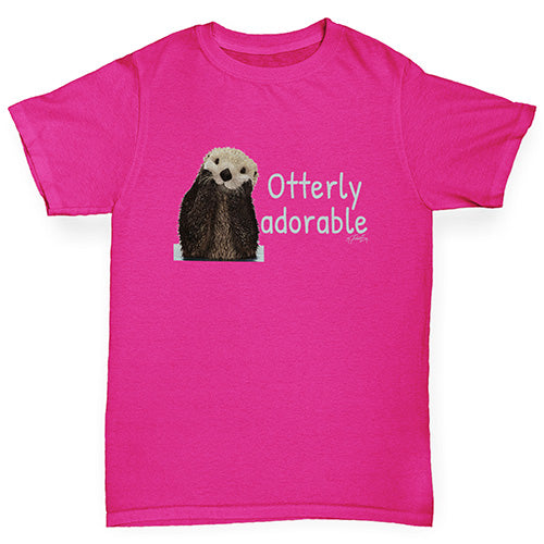 Girls novelty tees Otterly Adorable Girl's T-Shirt Age 12-14 Pink