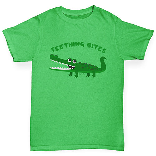 Kids Funny Tshirts Teething Bites Crocodile Girl's T-Shirt Age 5-6 Green