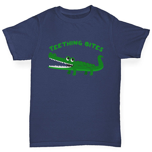 Novelty Tees For Girls Teething Bites Crocodile Girl's T-Shirt Age 3-4 Navy