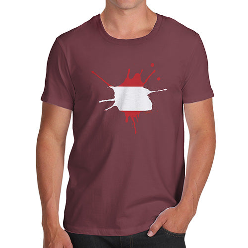 Mens T-Shirt Funny Geek Nerd Hilarious Joke Austria Splat Men's T-Shirt Large Burgundy