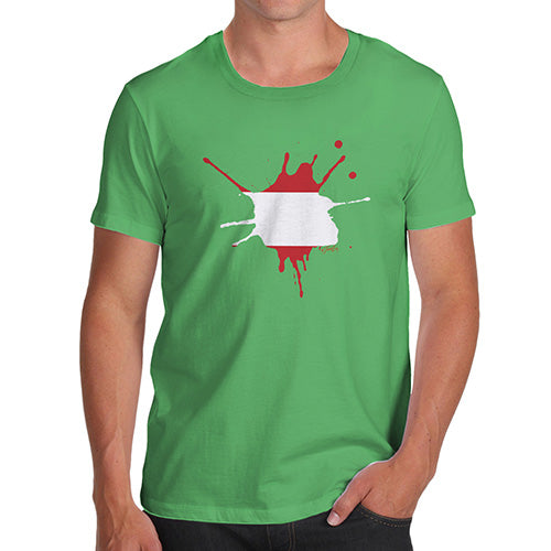 Funny Mens T Shirts Austria Splat Men's T-Shirt X-Large Green