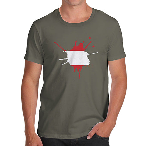 Mens T-Shirt Funny Geek Nerd Hilarious Joke Austria Splat Men's T-Shirt Small Khaki