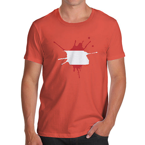 Funny Mens T Shirts Austria Splat Men's T-Shirt Large Orange