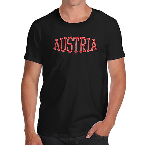 Funny Tee Shirts For Men Austria College Grunge Men's T-Shirt X-Large Black