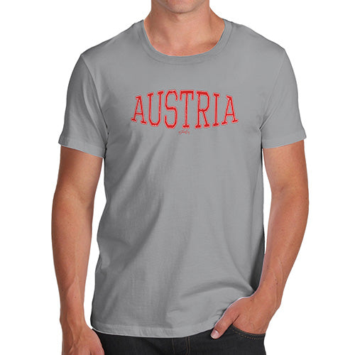 Mens Novelty T Shirt Christmas Austria College Grunge Men's T-Shirt Medium Light Grey