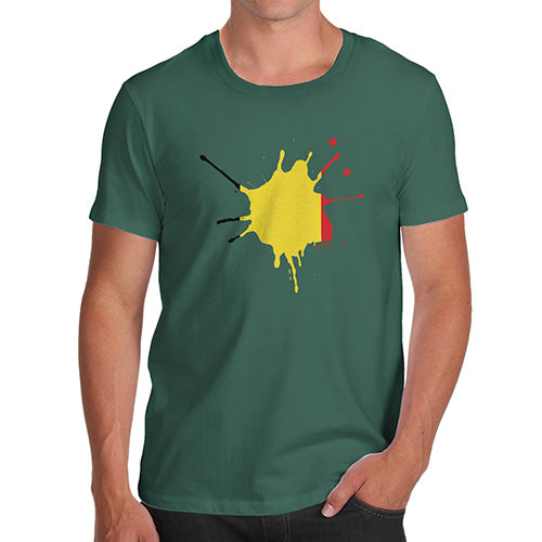 Novelty Tshirts Men Funny Belgium Splat Men's T-Shirt Medium Bottle Green