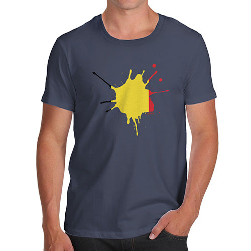 Funny Tee For Men Belgium Splat Men's T-Shirt Large Navy