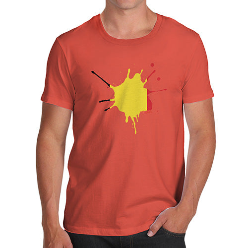 Funny T Shirts For Dad Belgium Splat Men's T-Shirt Large Orange