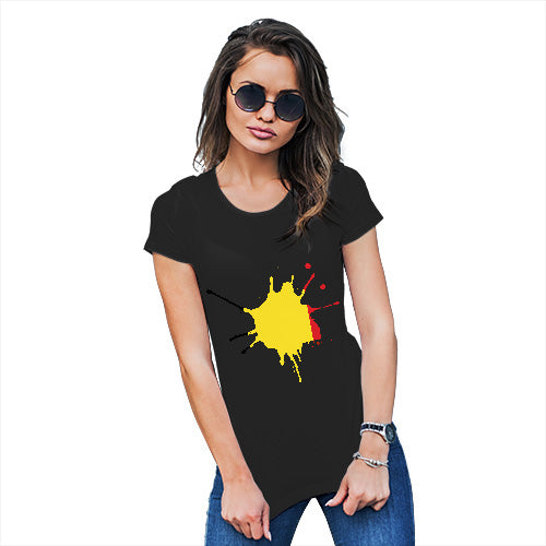 Funny Tee Shirts For Women Belgium Splat Women's T-Shirt Medium Black