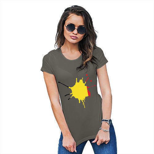 Womens T-Shirt Funny Geek Nerd Hilarious Joke Belgium Splat Women's T-Shirt X-Large Khaki