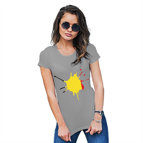 Womens Novelty T Shirt Christmas Belgium Splat Women's T-Shirt Medium Light Grey