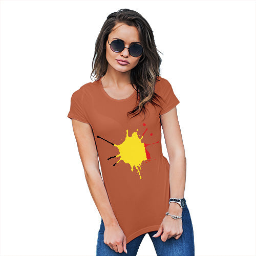 Funny T Shirts For Mom Belgium Splat Women's T-Shirt Small Orange