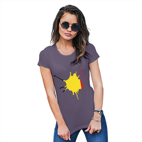 Womens Humor Novelty Graphic Funny T Shirt Belgium Splat Women's T-Shirt X-Large Plum