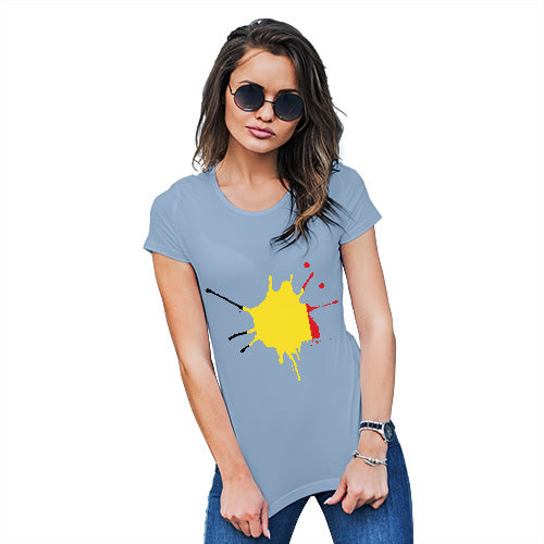 Funny T-Shirts For Women Sarcasm Belgium Splat Women's T-Shirt Small Sky Blue