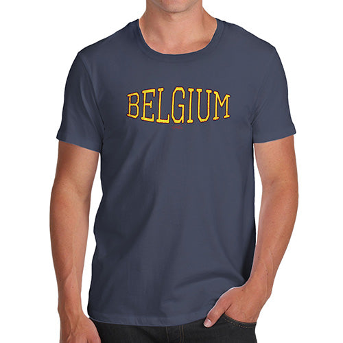 Novelty T Shirts For Dad Belgium College Grunge Men's T-Shirt X-Large Navy
