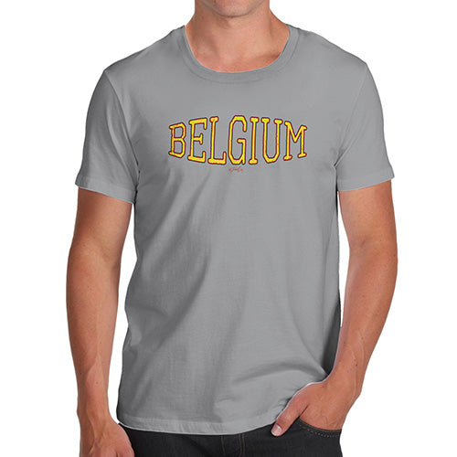 Mens T-Shirt Funny Geek Nerd Hilarious Joke Belgium College Grunge Men's T-Shirt Large Light Grey