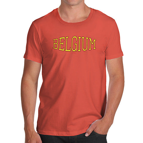 Mens Novelty T Shirt Christmas Belgium College Grunge Men's T-Shirt Medium Orange