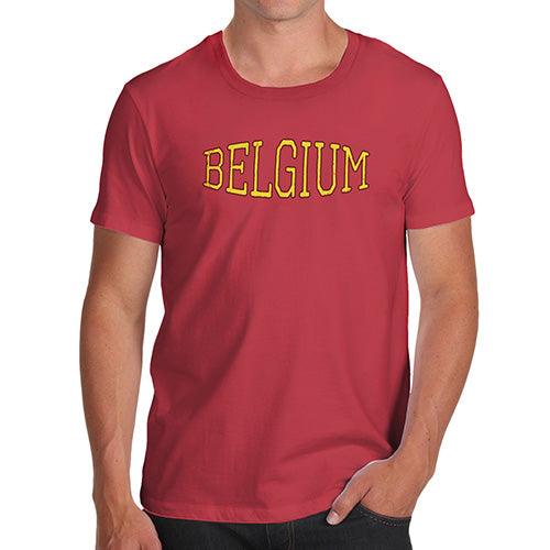 Funny Tee For Men Belgium College Grunge Men's T-Shirt Medium Red