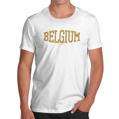 Mens T-Shirt Funny Geek Nerd Hilarious Joke Belgium College Grunge Men's T-Shirt Medium White