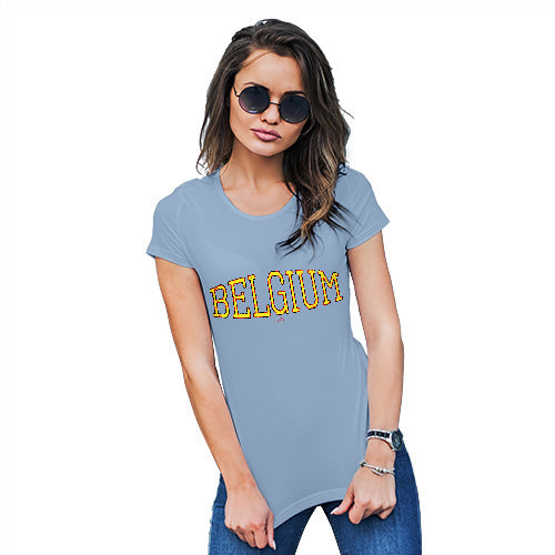 Funny T Shirts For Mum Belgium College Grunge Women's T-Shirt X-Large Sky Blue