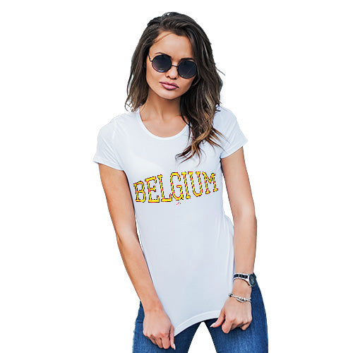 Womens Funny T Shirts Belgium College Grunge Women's T-Shirt Large White