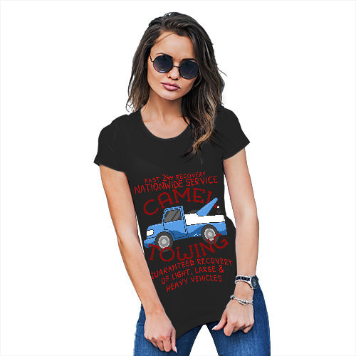 Novelty Gifts For Women Camel Towing Women's T-Shirt Small Black