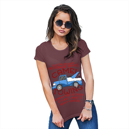 Funny T Shirts For Mum Camel Towing Women's T-Shirt Large Burgundy