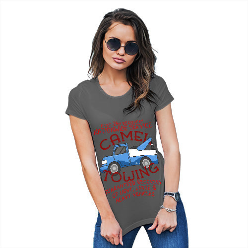 Funny T-Shirts For Women Camel Towing Women's T-Shirt Small Dark Grey
