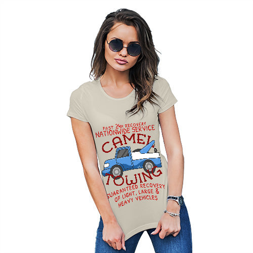 Funny Tshirts For Women Camel Towing Women's T-Shirt Large Natural