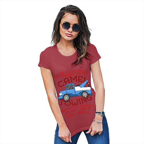 Womens Humor Novelty Graphic Funny T Shirt Camel Towing Women's T-Shirt Small Red