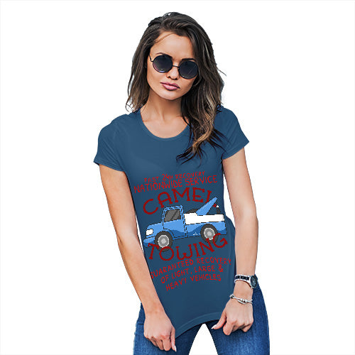 Novelty Gifts For Women Camel Towing Women's T-Shirt Large Royal Blue