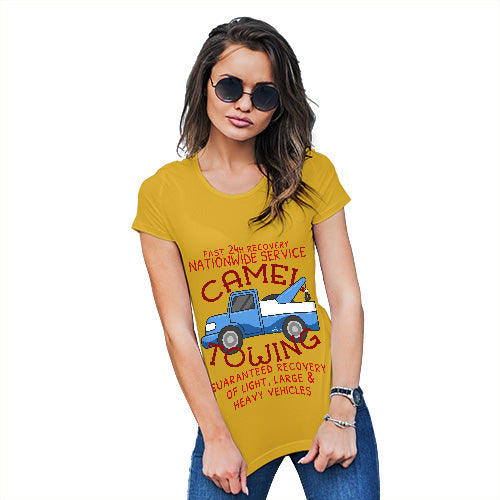 Womens T-Shirt Funny Geek Nerd Hilarious Joke Camel Towing Women's T-Shirt Large Yellow