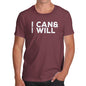 Novelty Tshirts Men I Can & I Will Men's T-Shirt Medium Burgundy