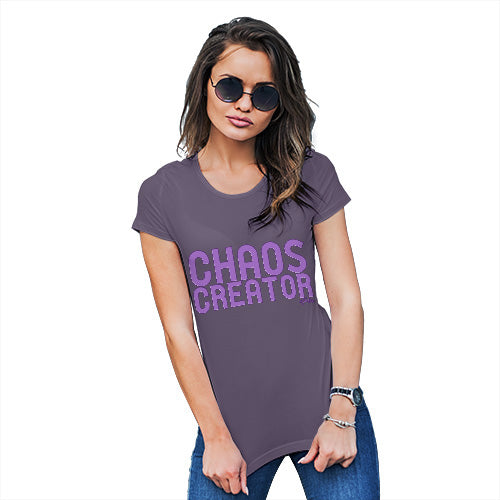 Funny T Shirts For Mom Chaos Creator Women's T-Shirt X-Large Plum