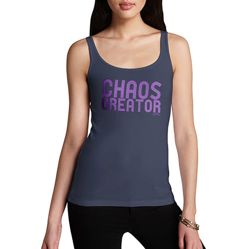 Womens Humor Novelty Graphic Funny Tank Top Chaos Creator Women's Tank Top X-Large Navy