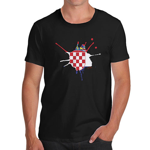 Funny Tee Shirts For Men Croatia Splat Men's T-Shirt X-Large Black