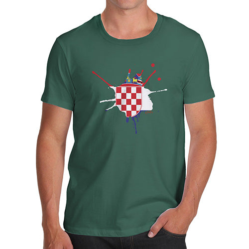 Funny Tee Shirts For Men Croatia Splat Men's T-Shirt Medium Bottle Green