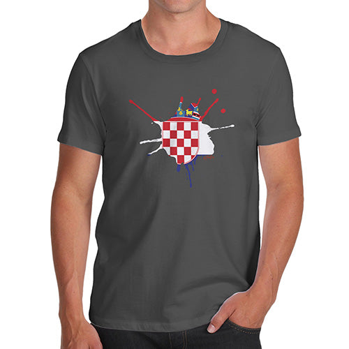 Funny Tee Shirts For Men Croatia Splat Men's T-Shirt Small Dark Grey