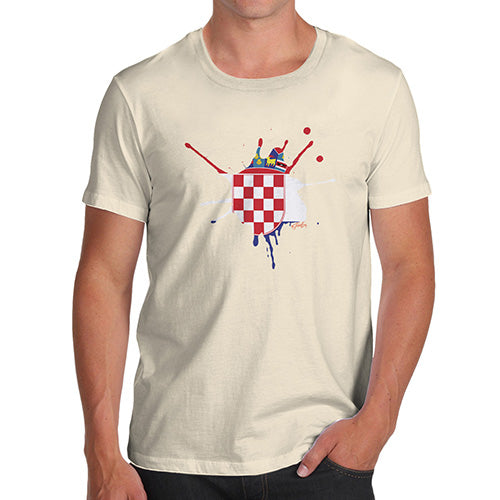 Novelty Tshirts Men Croatia Splat Men's T-Shirt X-Large Natural