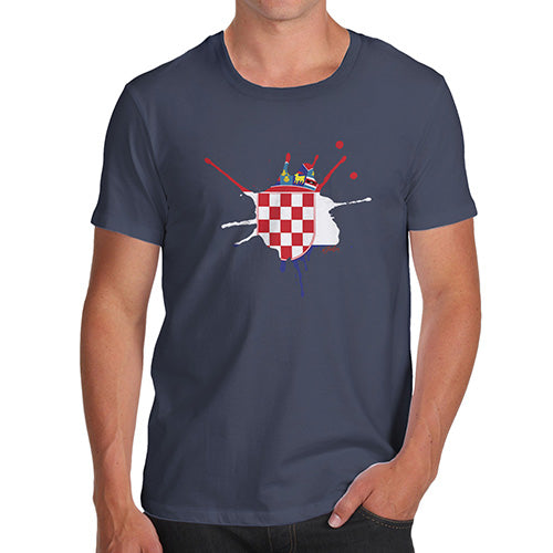 Funny Gifts For Men Croatia Splat Men's T-Shirt Medium Navy
