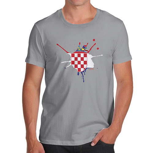 Funny Mens Tshirts Croatia Splat Men's T-Shirt X-Large Light Grey