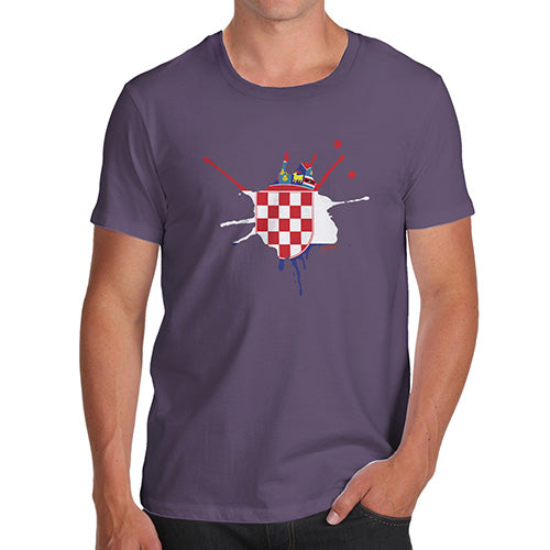 Funny Tee Shirts For Men Croatia Splat Men's T-Shirt Medium Plum