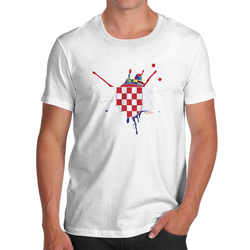 Funny Tee For Men Croatia Splat Men's T-Shirt Small White