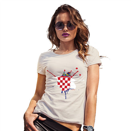 Novelty Gifts For Women Croatia Splat Women's T-Shirt X-Large Natural